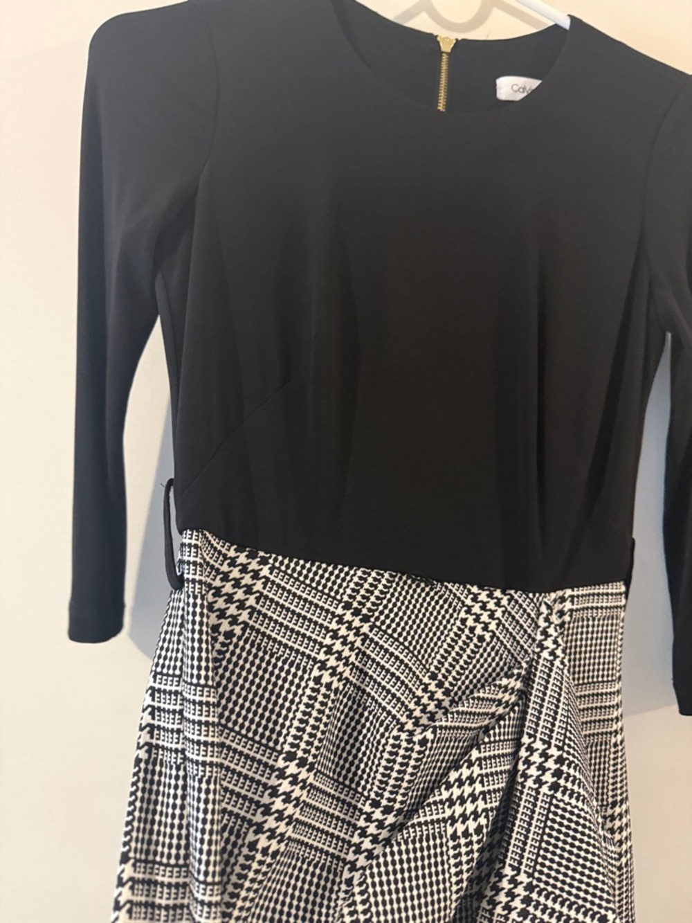 calvin klein dress with quarter sleeve plaid pencil skirt - Picture 3 of 5